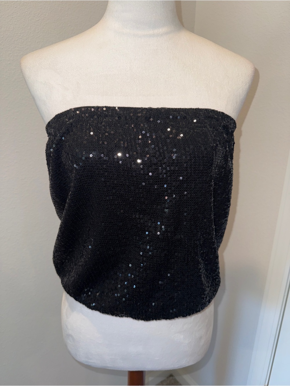 Michael Kors Black Sequin Strapless Women’s Top